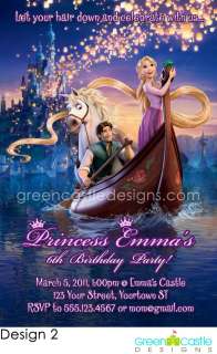   Party Invitation Rapunzel Flynn Rider Pascal Favor 4x6 express pic 2