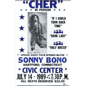  Cher and Sonny Bono 1989 14 X 22 Vintage Style Concert 