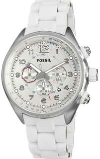   New Fossil Flight White Silicone Covered Metal Band Mens Watch CH2698