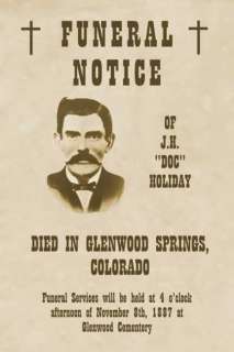 Reproduction of an old wild west poster announcing the funeral 