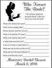 Personalized WHO KNOWS THE BRIDE Bridal Shower Game items in Buttercup 