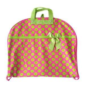 POLKA DOT GARMENT DRESS BAG SUIT LUGGAGE PINK / GREEN  