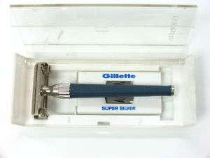 VINTAGE GILLETTE BOX SUPER SILVER SAFETY RAZOR BOX  