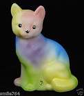 Fenton Art Glass ~ Tye Dye CAT ~ Carolyns Collectibl​es