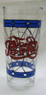 Pepsi Stained Glass Tiffany Cartoon Promo Glass   Water  