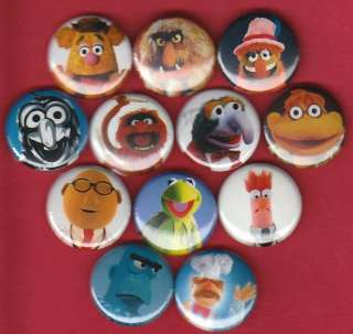 Set of 12 Muppet Show Buttons Pins Badges *Gonzo*Kermit  