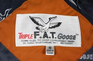 Vintage Triple FAT Goose Duck Down Jacket Ski Coat Fur Collar S Womens 