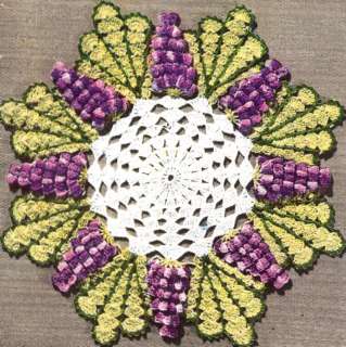 Vintage Crochet Grape Popcorn Quick Doily Motif Pattern  