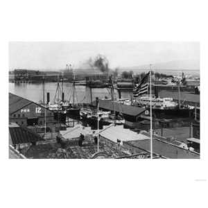  View of Shipping Docks   Alameda, CA Giclee Poster Print 