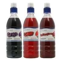   Pack Shaved Ice/Snow Cone Syrups, Grape, Cherry, Red Raspberry  