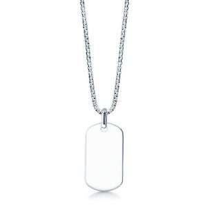   Silver Mens Dog Tag Necklace w/t Box Chain (Engraved) Jewelry