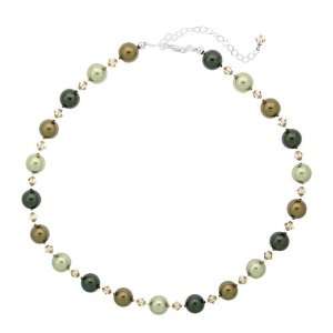   Creations Sterling Silver Faux Pearl and Crystal Necklace Jewelry