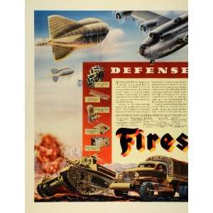  1941 Ad Firestone Rubber Tires WWII National Defense War 