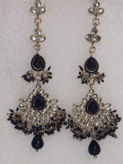 Designer Black Kundan Necklace Earrings Ethnic Indian Trendy Unique 