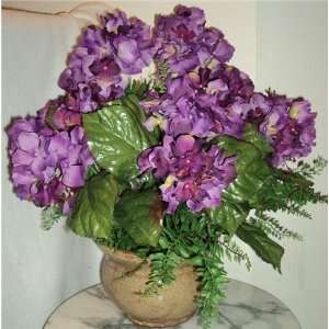 Violet Colored Hydrangea Silk Flower Arrangement