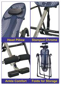 EP 550 Inversion Table features a padded Head Pillow, Stamped Chrome 