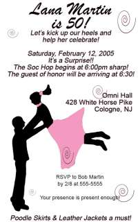 Custom Sock Hop Fifty 50s Birthday Party Invitations  