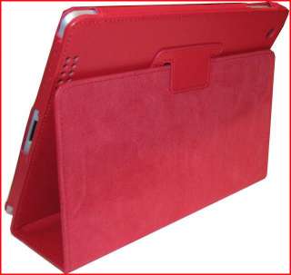 Apple iPad 2 Genuine Leather Smart Cover Stand Case RED  