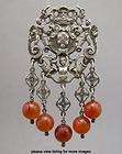   Peruzzi Style Silver Carnelian Bead Brooch Pin Necklace Mermaid Putti