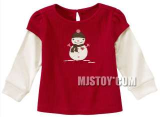 NWT GYMBOREE Snowman Double Sleeve Thermal T Shirt 3 6M Alpine Sweetie 