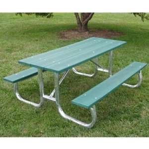  Jayhawk Galvanized Frame Picnic Table Large   Black Patio 