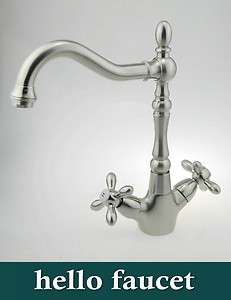 Brushed Nickel Swan Faucet Kitchen Bar Swivel MIxer Tap  