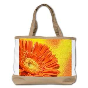   Shoulder Bag Purse (2 Sided) Tan Daisy Orange Gerbera 