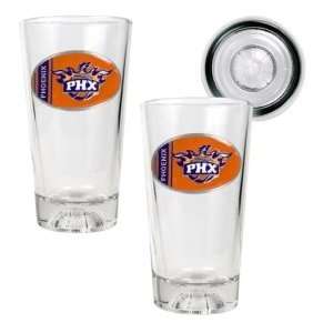   Suns 2pc Pint Ale Glass Set with Basketball Bottom