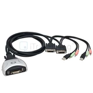 SYBA 2Port DVI/USB KVM Switch With Audio And 4Ft Cables SU KVM20075 