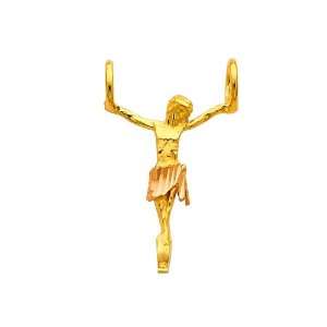  14K Yellow and Rose 2 Two Tone Gold Jesus Body Crucifix 