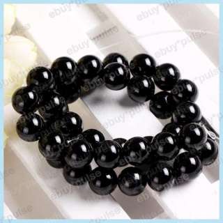 10mm Round Ball Black Onyx Agate Gemstone Loose Beads Strand 15 