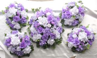WHITE OPEN ROSES/ OPEN LAVENDER ROSES/ MINI ROSES/ BABYS BREATH AND 