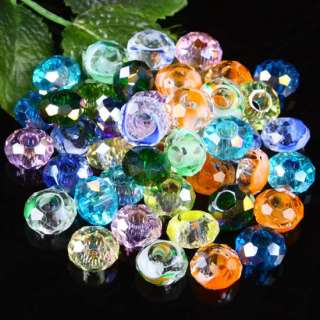 100X Wholesale AB Crystal Glass European Beads Big Hole  