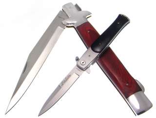 18 Monster Red Wood Stiletto Lockback Folding Knife  