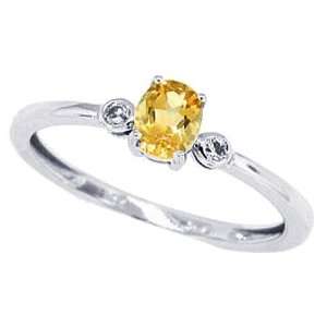  0.32CT Citrine Diamond Three Stone Ring in 10Kt White Gold 