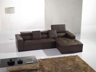 T77 BROWN Modern Sectional SOFA Italian LEATHER  