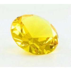 2 Yellow Diamond Shape Glass Paper Weight