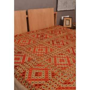   Thread Hand Embroidery & Mirror Work Bedspread Size 90 X 107 Inches