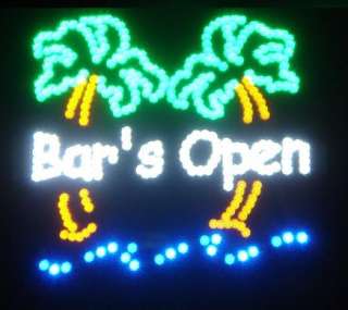 19x19 Large Bar OPEN w/Palm Trees Motion LED Sign Dorm  