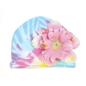  Pastel Tie Dye Hat with Pale Pink Peony Baby