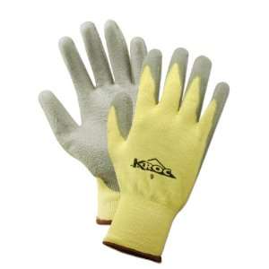 Magid K ROC KEV4327 Kevlar Machine Knit Glove, Gray Polyurethane Palm 