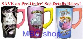 Love Lucy Ceramic Coffee Travel Mugs Java Tea Cups, Plastic Cover 