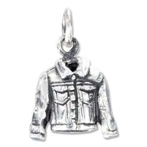  Sterling Silver Three Dimensional Jean Jacket Charm 