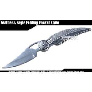Indian Feather & Eagle Folding Pocket Knife Liner Lock  