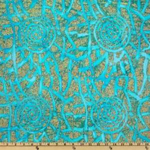  44 Wide Indian Batik Coral Reef Aqua Fabric By The Yard 