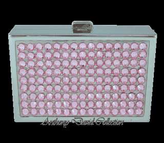 Ladies Mirrored Pill Box Trinket Box with Swarovski Crystals   Pink 