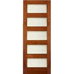   28x96 Contemporary Interior Mahogany Door with Matte Bars Glass