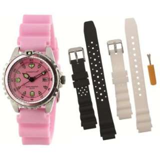 Momentum Womens M1 Pink Interchangeable Strap Dive Watch Set 