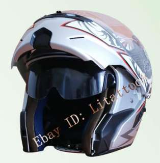 DOT Silver Modular Flip Up Motorcycle Helmet S M L XL  