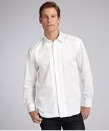 Cafe Bleu white cotton button front tuxedo shirt style# 319489301